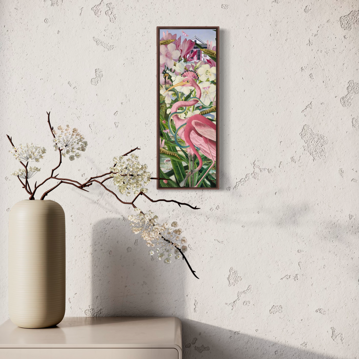 The House Turned Pink — Framed Canvas Print
