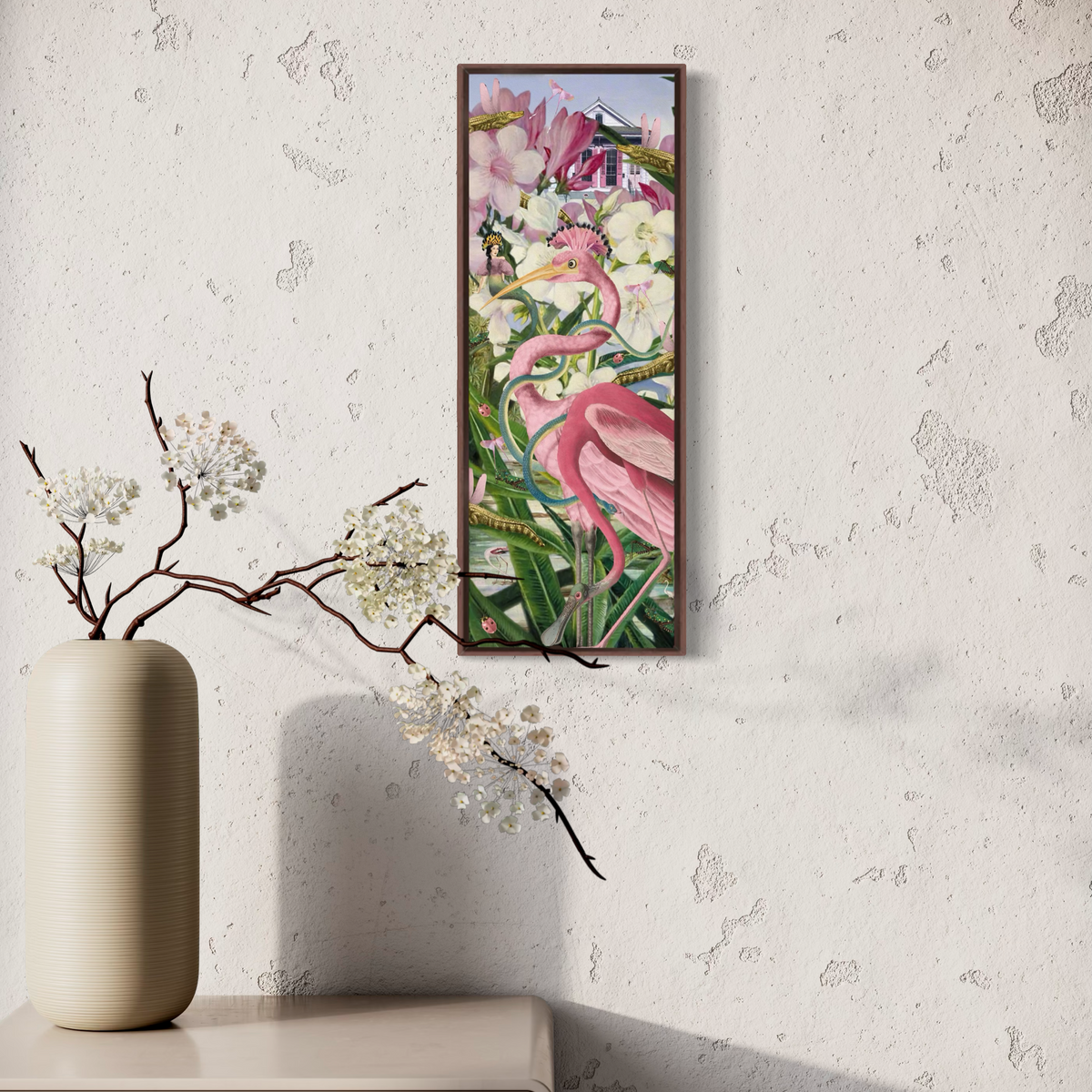 The House Turned Pink — Framed Canvas Print