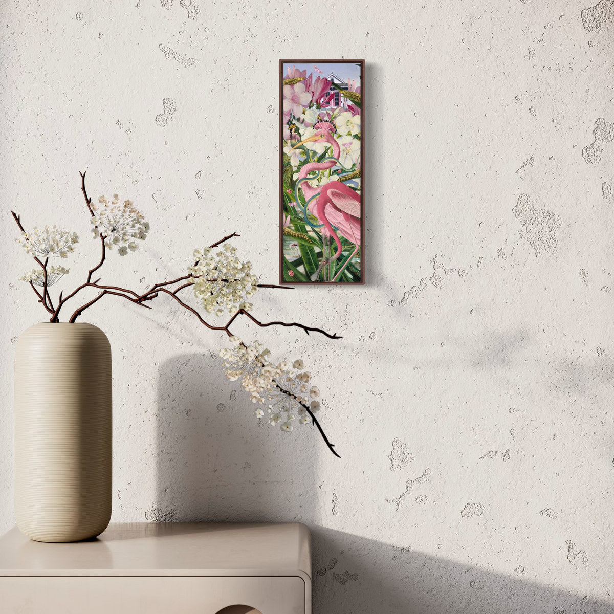 The House Turned Pink — Framed Canvas Print