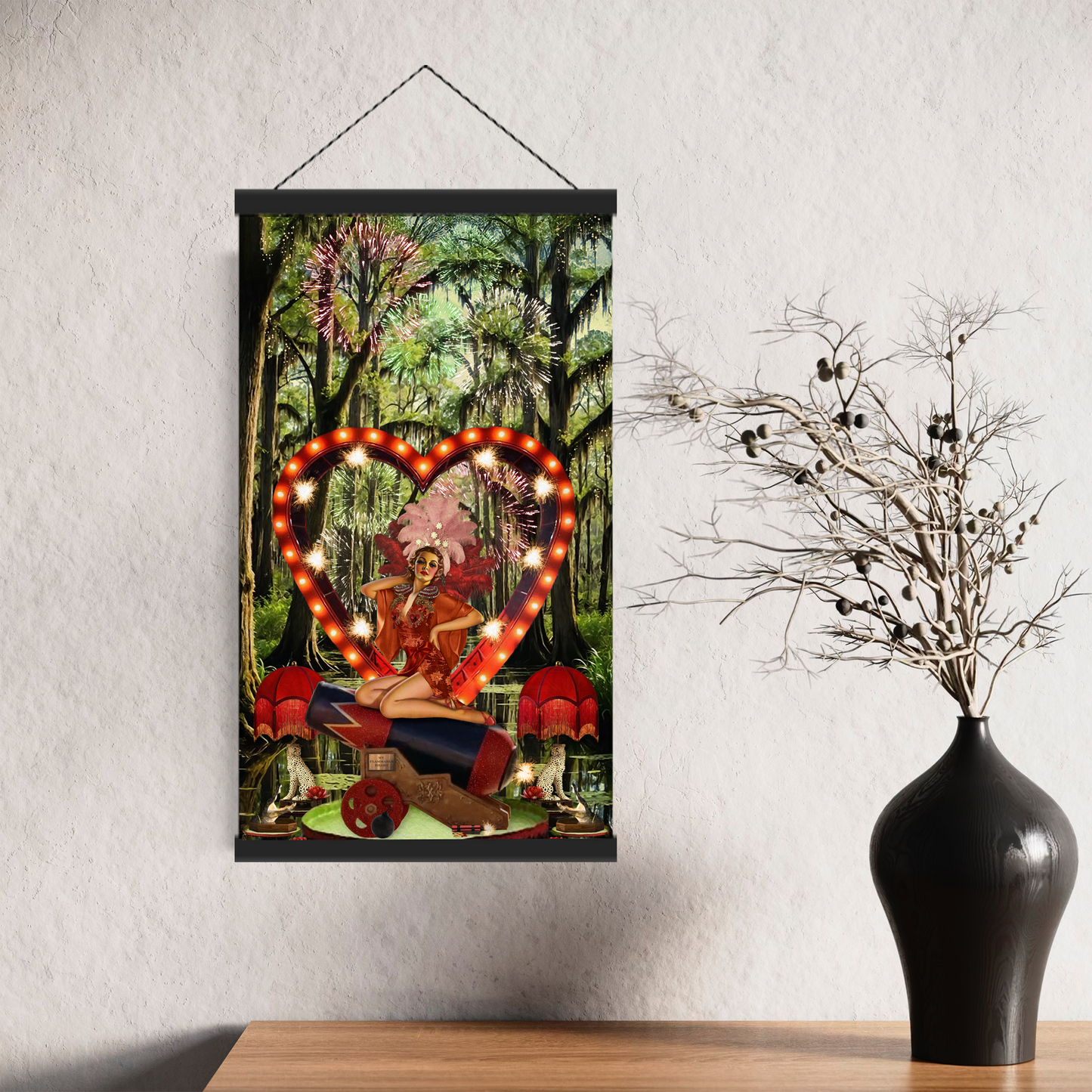 "And So, She Set Her Heart on Fire" Hanging Canvas Print