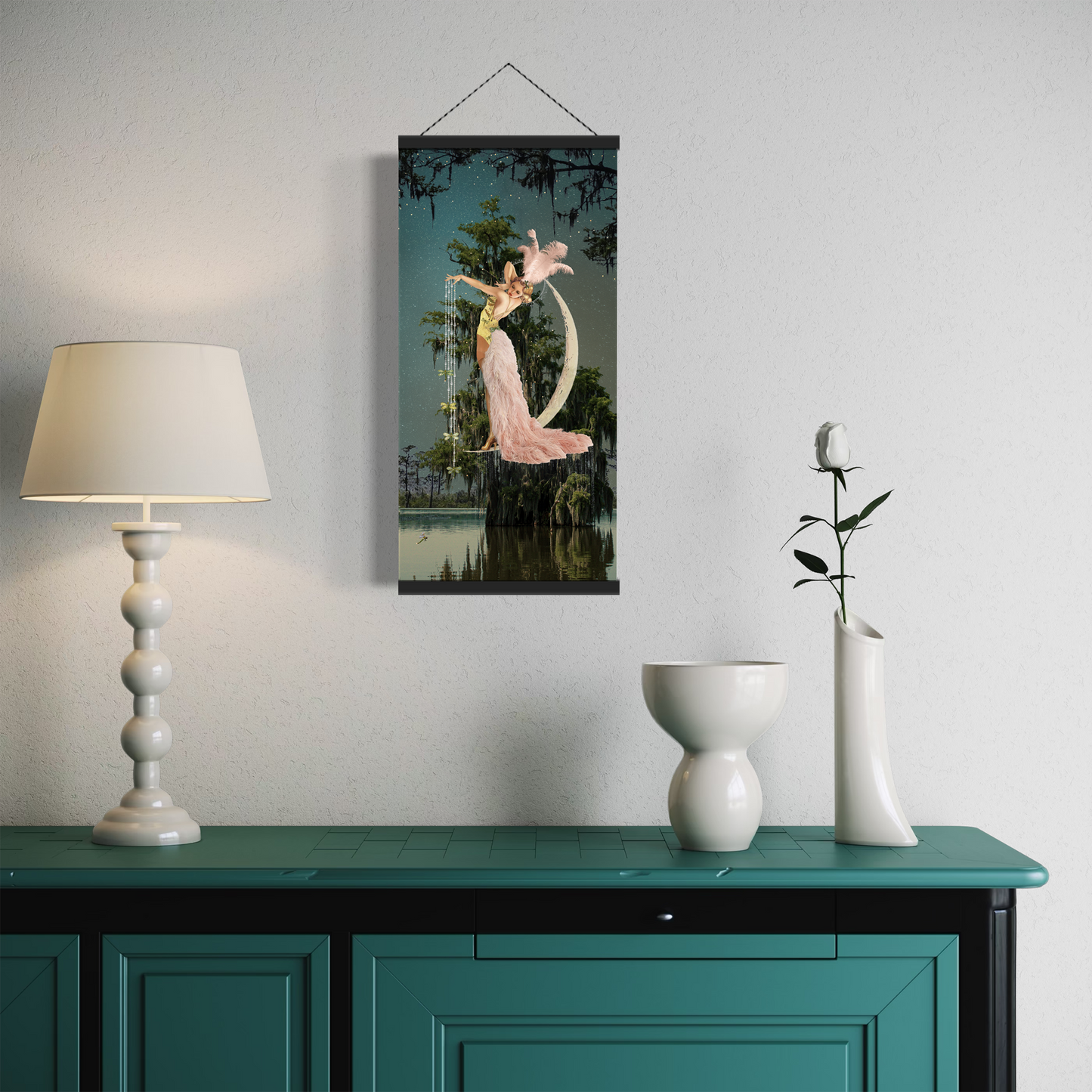 "And So, She Hung The Moon" Hanging Canvas Print