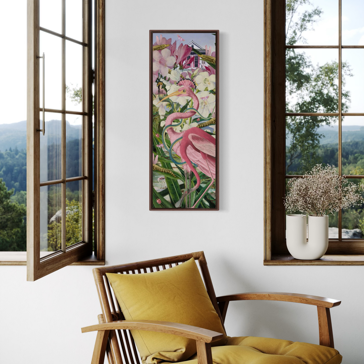 The House Turned Pink — Framed Canvas Print